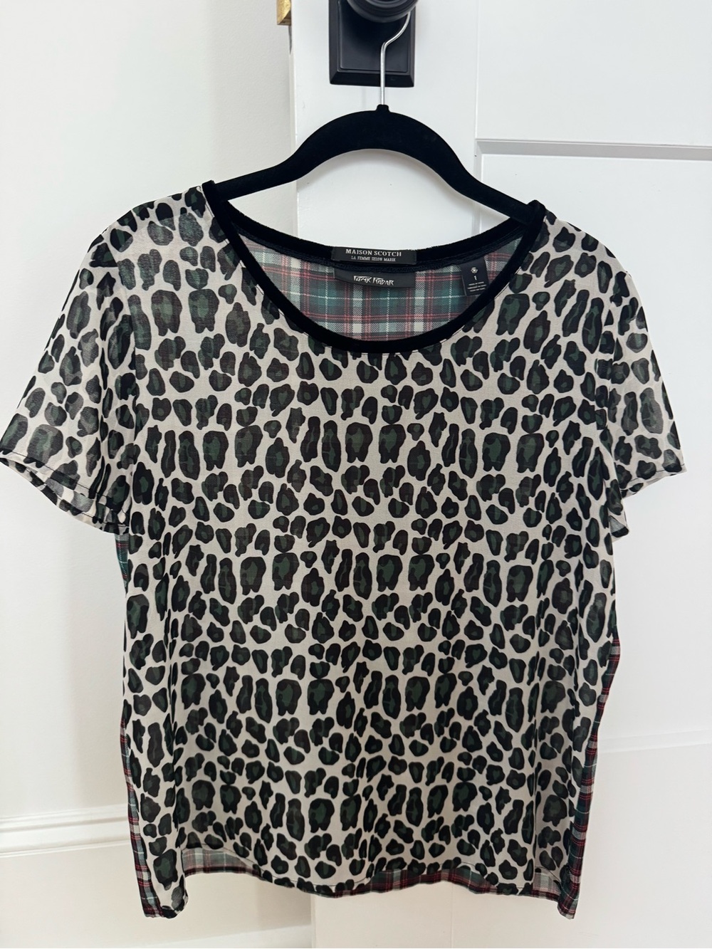 Scotch & Soda Black & White Leopard Print Short Sleeve Tee
